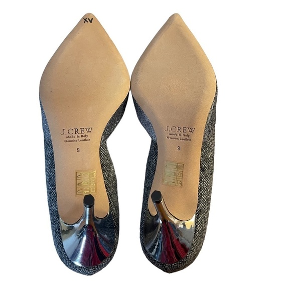 NWOT Jcrew Elsie made in Italy silver glitter metallic and tweed pump - Picture 2 of 9